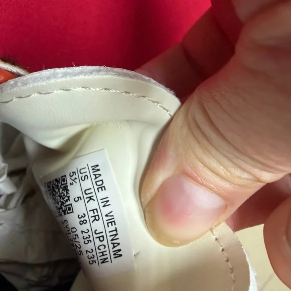 adidas White Leather Sneaker with Red Interior Trim - Picture 3 of 3